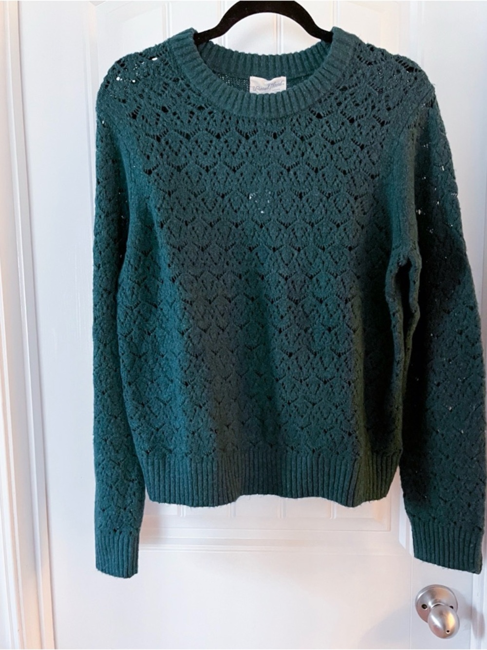 Universal Thread Women's Teal Open-Knit Crewneck Sweater